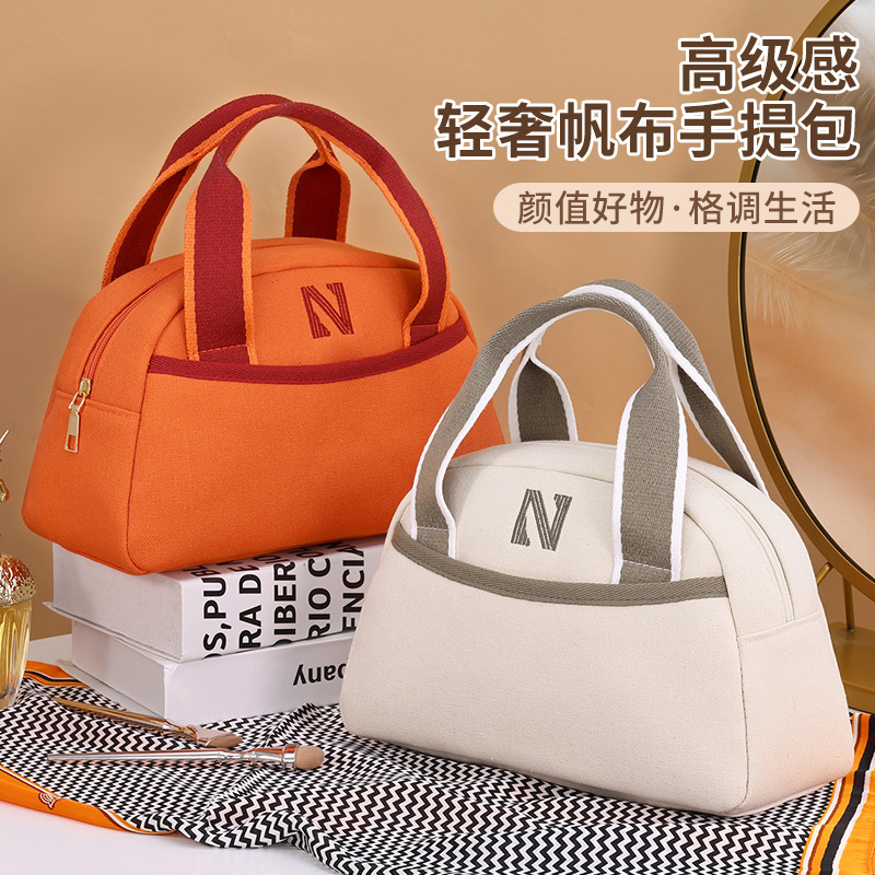 Canvas large-capacity, high-end, Ins-style niche cosmetics toiletry bag, ipad portable business trip and travel storage bag details Picture
