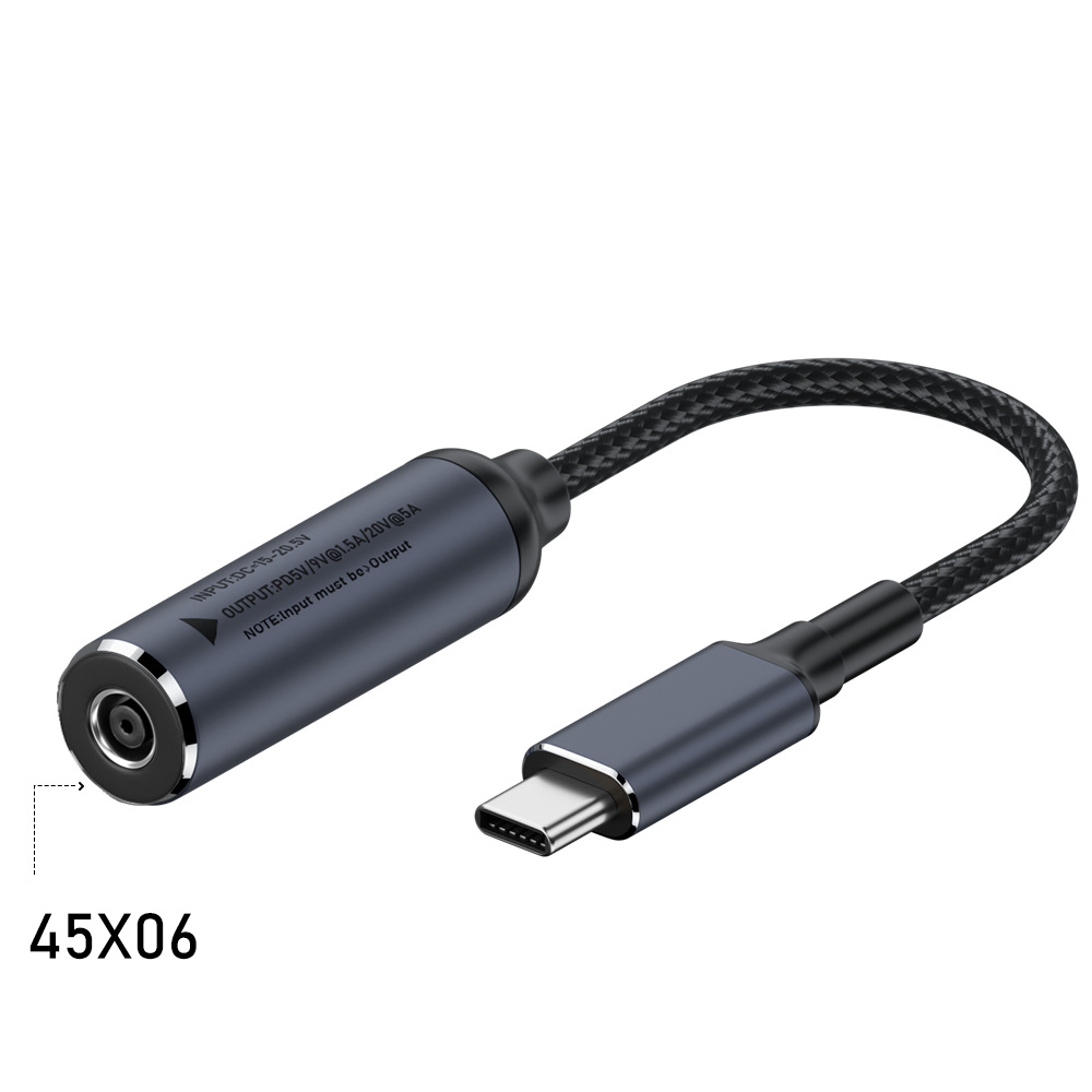 DC notebook power conversion type-c charging: DC female socket to Type-C short cable supports 5V/9V/20V voltage Item Picture