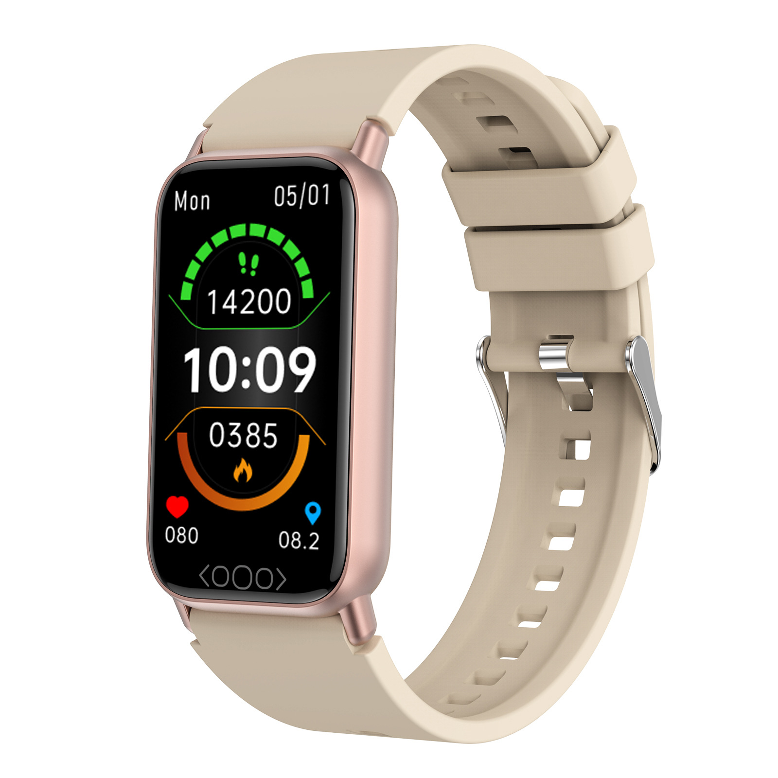 The TK72 smartwatch features sleep monitoring, heart rate, blood pressure, blood oxygen measurement, social sharing, and multiple sports modes full figure