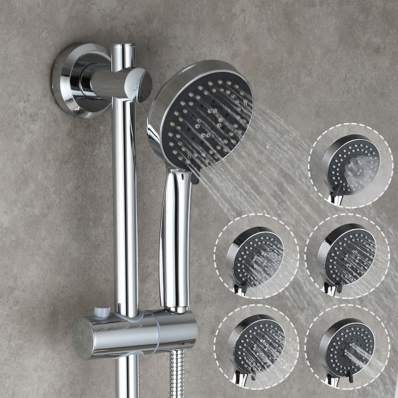 Non-drilling showerhead bracket set, showerhead lifting rod, sliding rod, showerhead seat, adjustable shower rod details Picture
