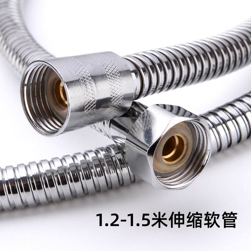 Encrypted stainless steel shower pipe, showerhead, water pipe, braided pipe, shower hose, high-pressure encrypted pipe, electroplated metal hose Specification drawing