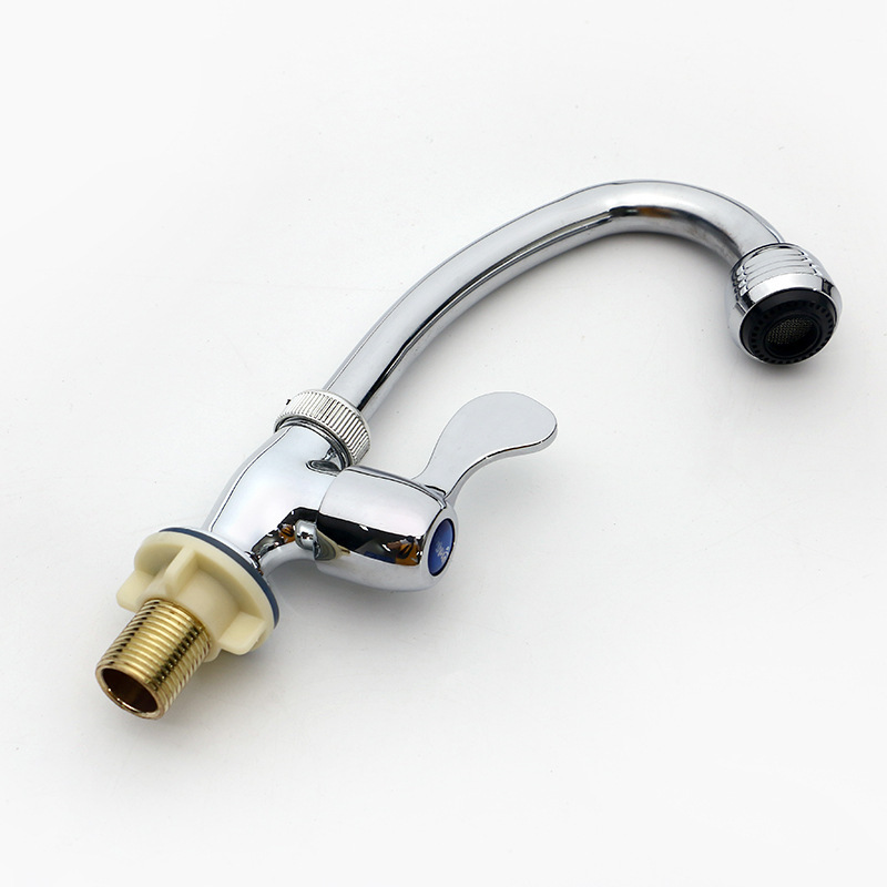 Quick-opening faucet, 4-minute faucet, plastic steel faucet, plastic small vertical sink faucet, rotating faucet, engineering faucet details Picture