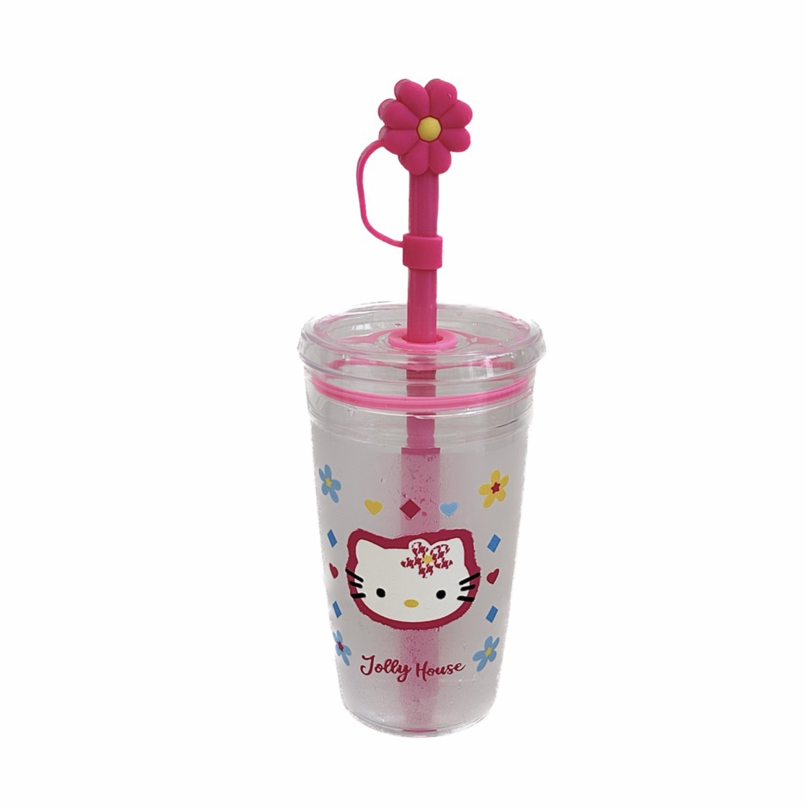 Cartoon cute cat straw cup, high appearance level portable water cup with lid, juice cup, milk cup, coffee cup, cold drink cup Item Picture