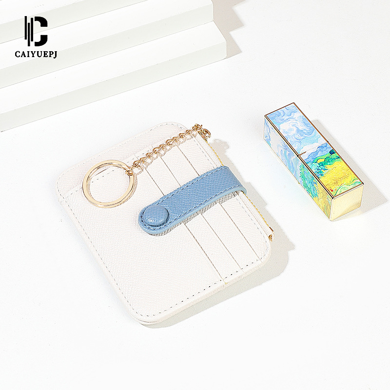 New cross-border women's card case, key case, ultra-thin card holder, color-blocking small coin purse, coin case, short wallet, hand-held wallet details Picture