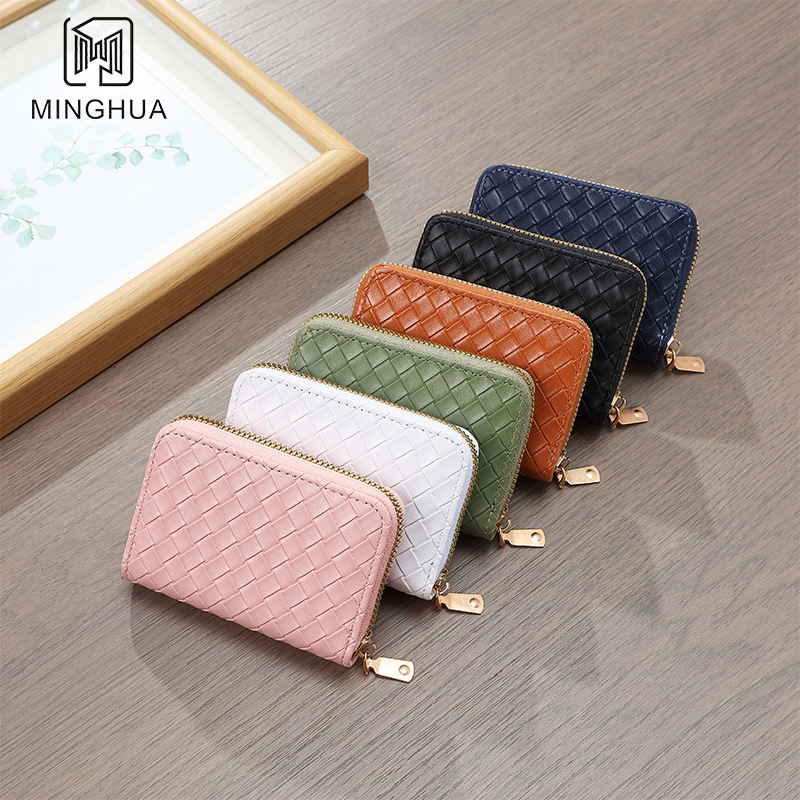Hot-selling woven wallet for women, short Korean version cross-border foreign trade coin purse, card bag integrated multi-functional wallet for women full figure
