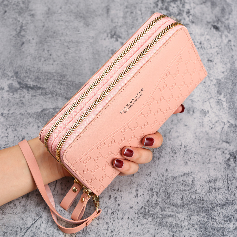 2022 New Style wallet for women, long zipper wallet, fashionable embossed, large capacity, Mom's mobile phone, loose change, clutch Specification drawing
