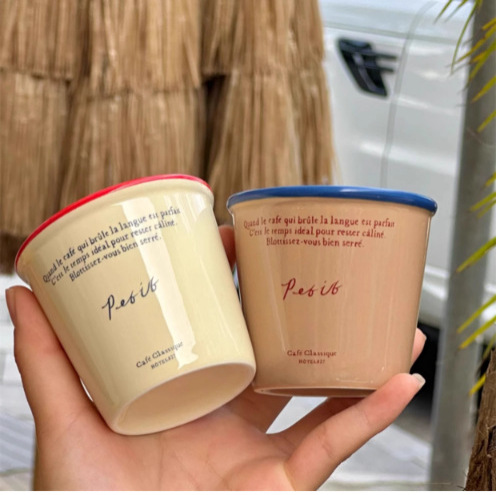 Korean-style Instagram retro mug, paper cup shape mini coffee cup, hand-held colorful letter ceramic cup coffee cup Item Picture