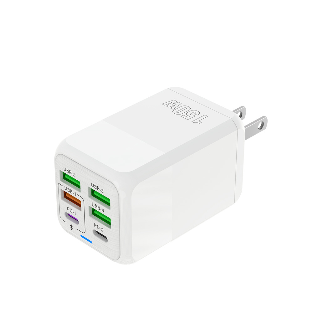 New cross-border mobile phone charger: 150W charging head, 4USB+2PD multi-port fast charging mobile phone charger, 5V 2.4A Item Picture