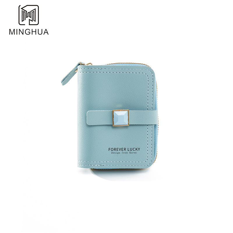 Women's short coin purse, soft leather zipper coin bag, hand-held bag, ID bag, key card bag, wallet bag Specification drawing