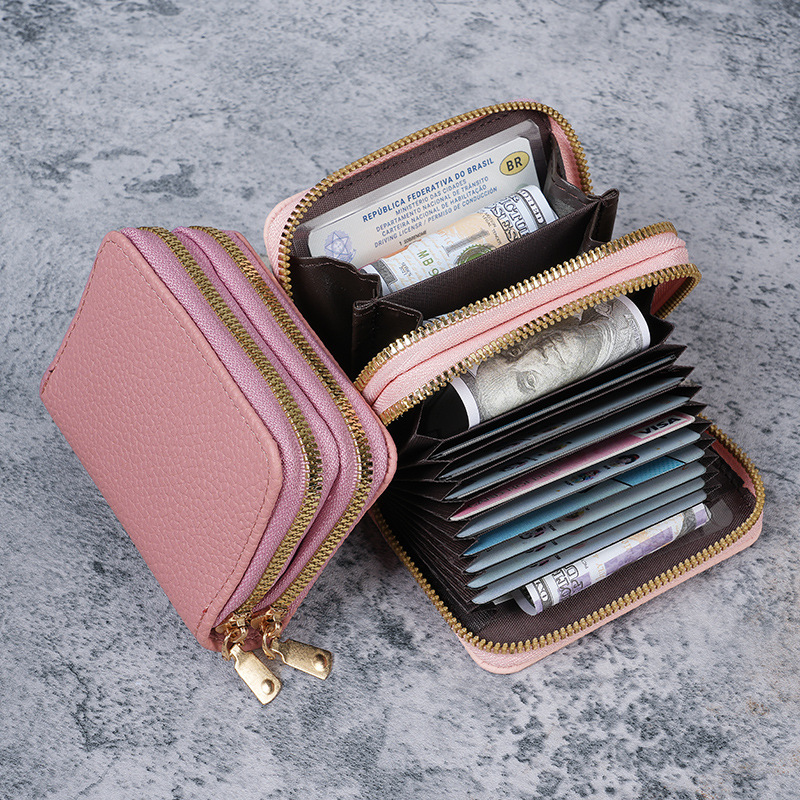 Wholesale multi-functional card case 204 New style organ card case, double-zipper women's wallet, large-capacity pu card holder full figure