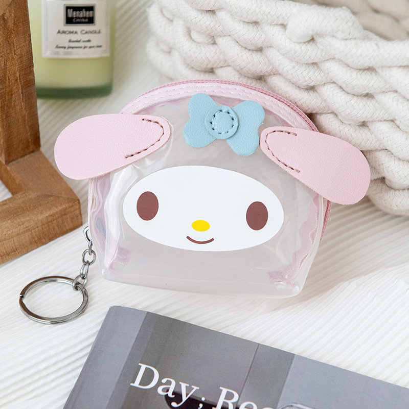 Transparent jelly portable small size big eared dog children's mini cartoon student portable convenient headphones storage coin purse Application Scenario