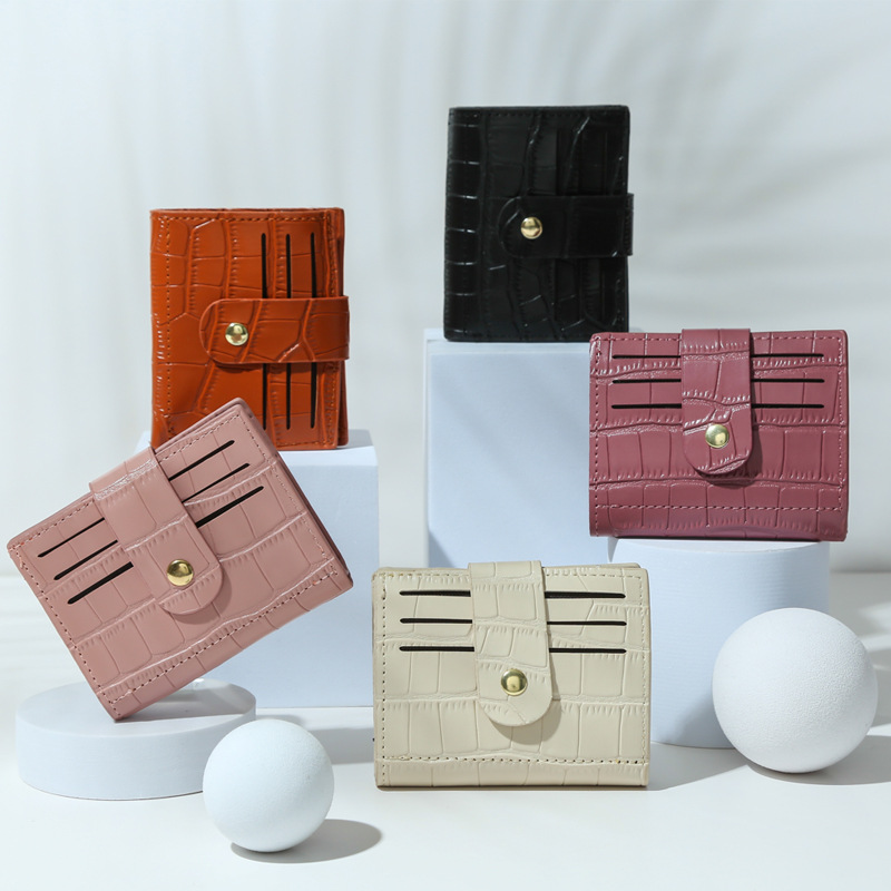 2022 New style women's wallet, short wallet, PU leather handbag, niche women's multi-position, crocodile pattern fixed logo Specification drawing