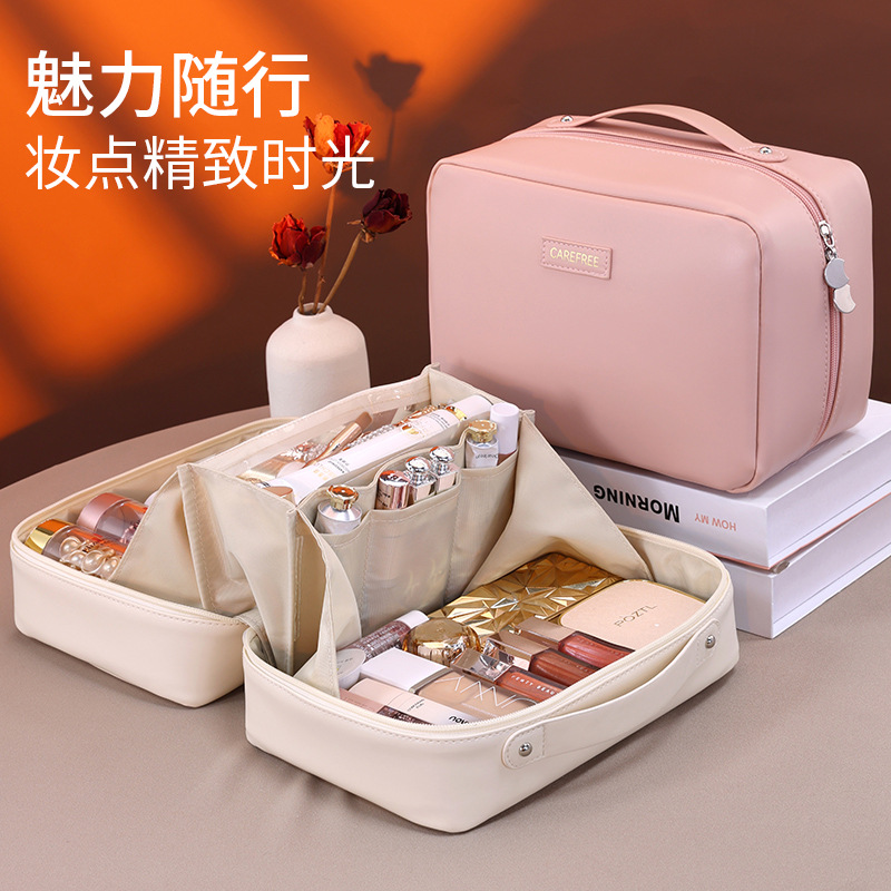The new cross-border product Flame makeup bag features a high-end feel, large capacity, and is a portable hand-held cosmetic storage bag and toiletry bag full figure