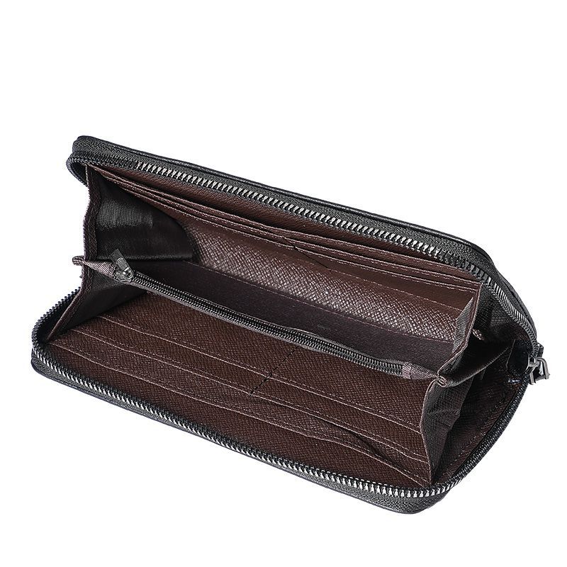 Men's long zipper wallet, foreign trade hand-held bag, men's mobile phone wallet with embossed patterns and multiple positioning, men's long wallet Specification drawing