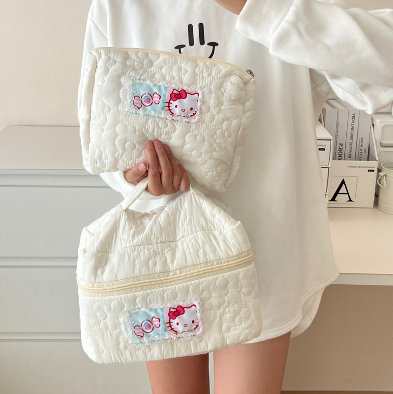 Girlish cat makeup bag, large-capacity cute storage bag, female student portable large-capacity handbag, toiletry bag full figure