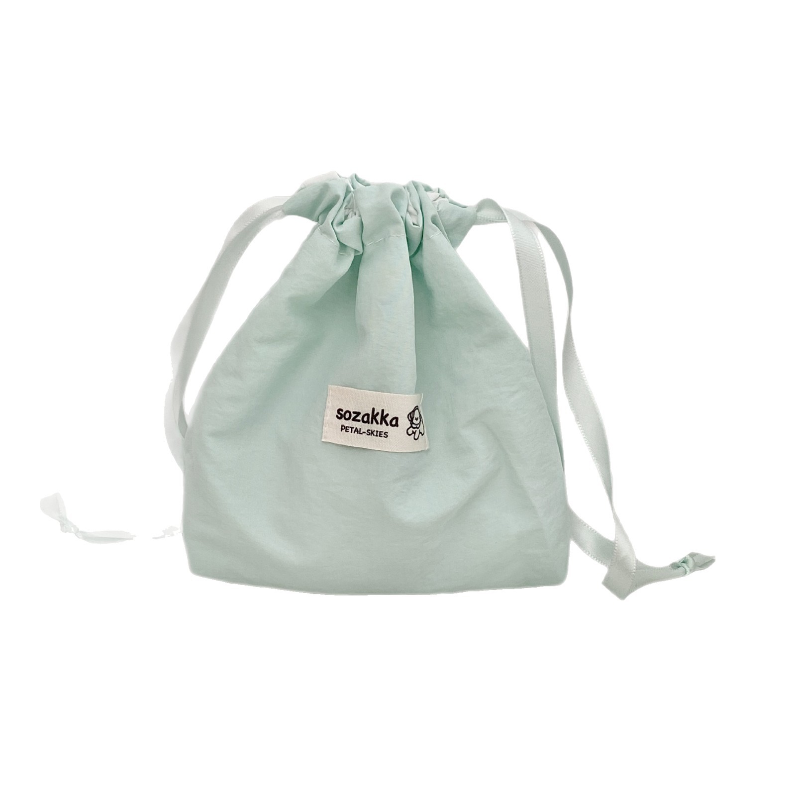 Simple solid-color drawstring bag, cute puppy drawstring storage bag, lipstick, headphones, small bag. When going out, carry the bag hand in hand Item Picture