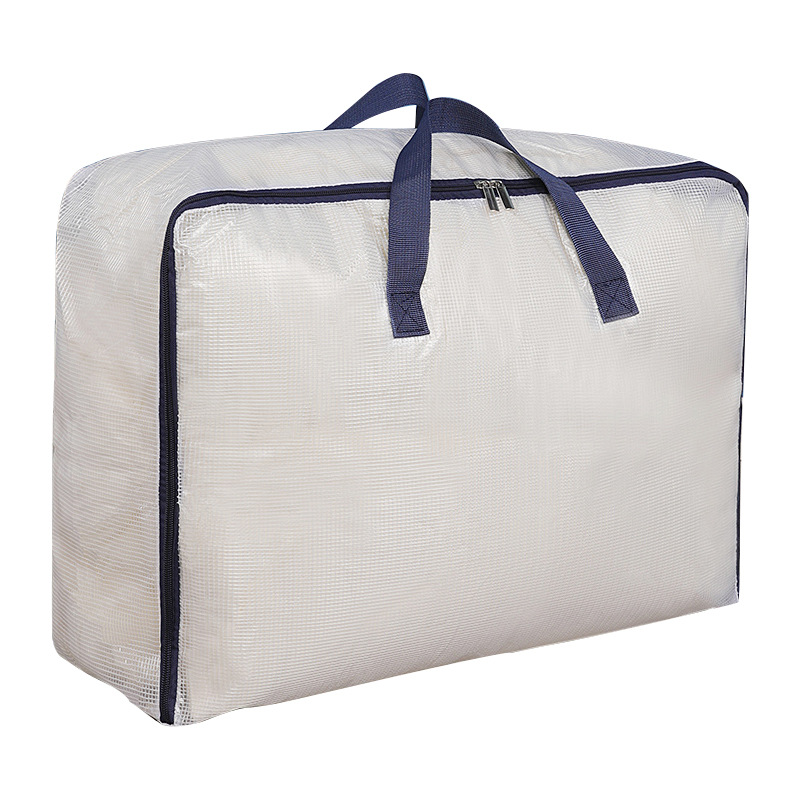 New transparent quilt storage bag, packing bag, moving thickened organizing bag with mesh fabric, large-capacity luggage bag Item Picture