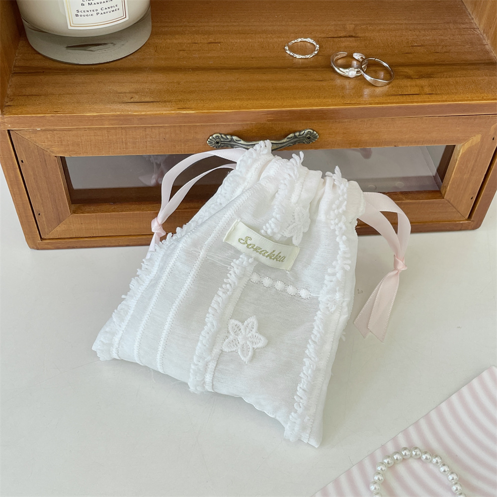 54243 Lace lace drawstring drawstring storage bag, small cloth bag for miscellaneous items, lipstick coin purse, earphone organizing bag full figure