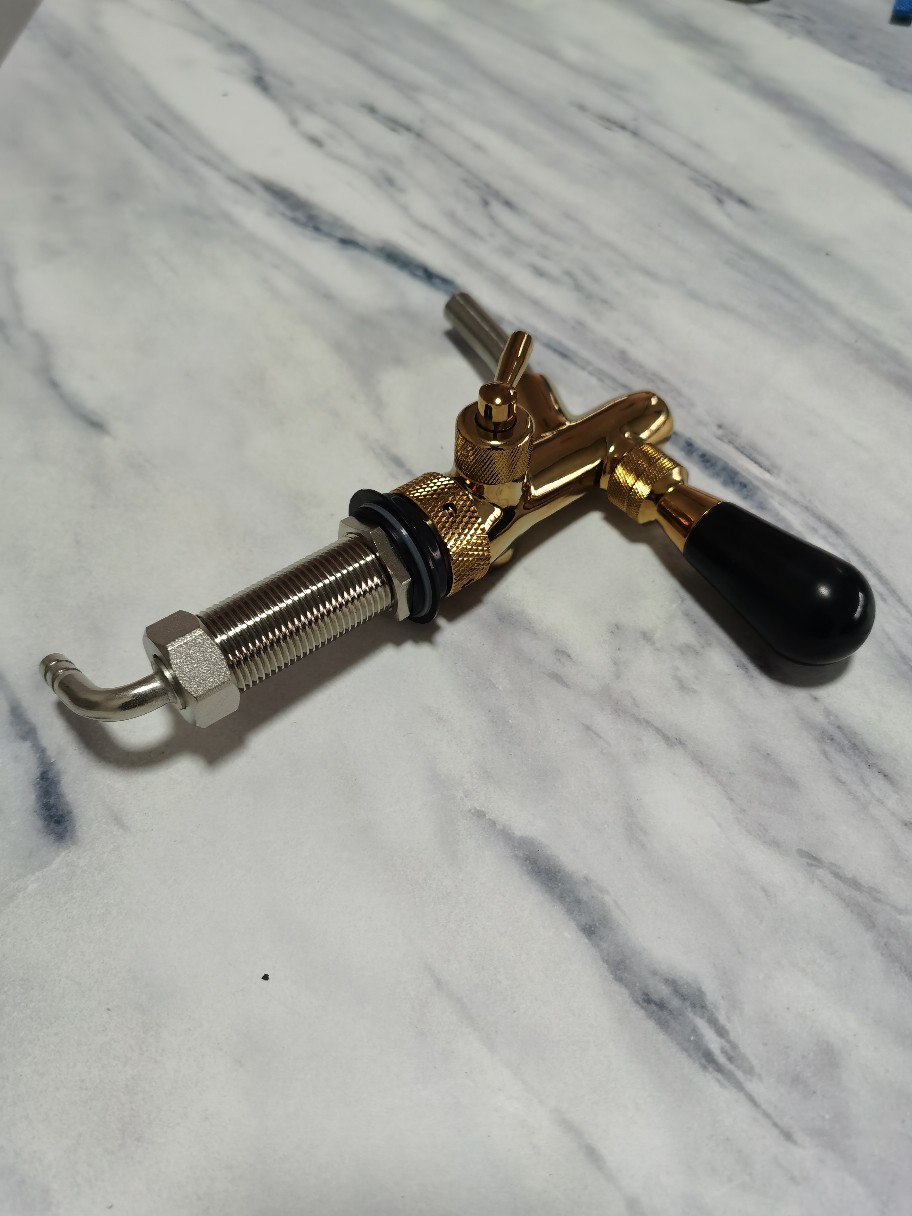 Brass extended through-wall golden PVD adjustable faucet beer faucet draft beer machine equipment Specification drawing
