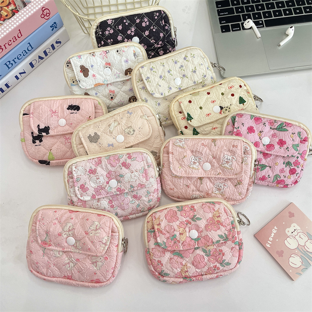 41224 [Copyright Class] Cartoon Floral Multi-functional Storage Bag, Organizing Bag, ID Card Bag, Key, Coin Purse full figure