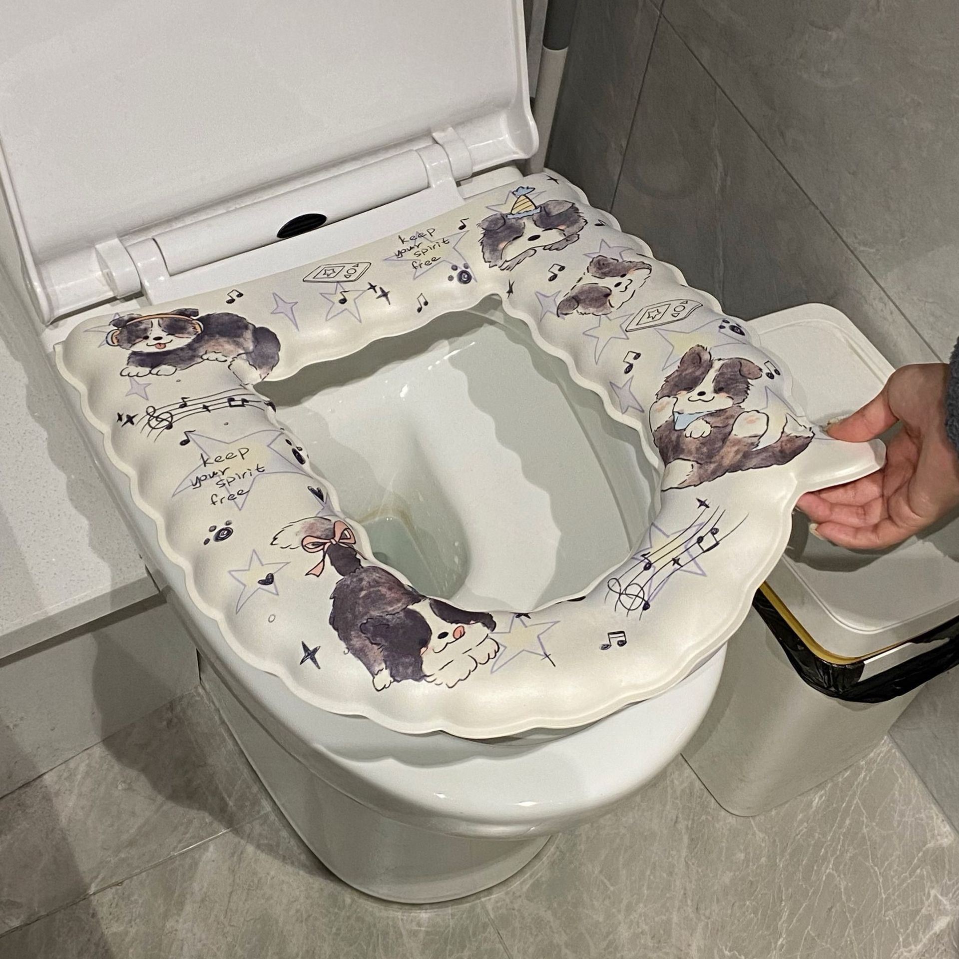 Original lace toilet seat cushion, suitable for all seasons, cute cartoon, high appearance level, waterproof adhesive summer toilet seat cushion Specification drawing