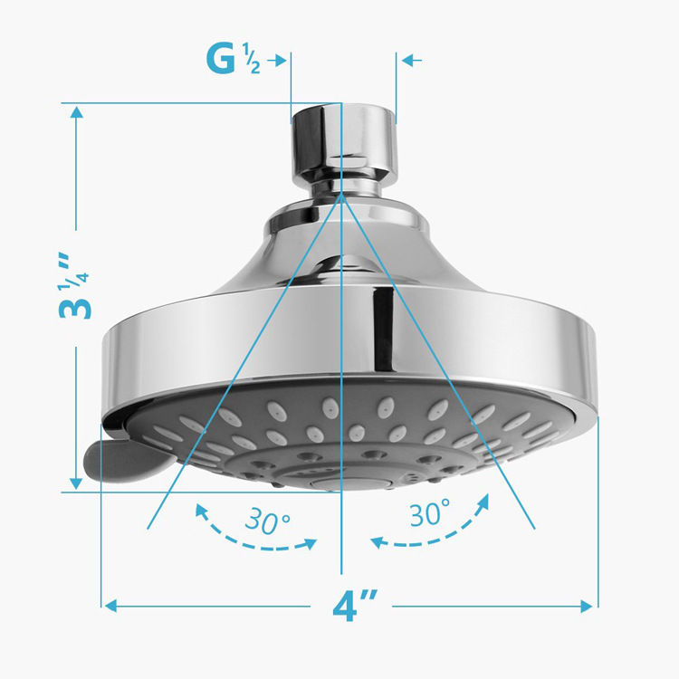 American 4-inch showerhead, concealed multi-functional shower head set, bathroom, hotel 5-speed showerhead Specification drawing