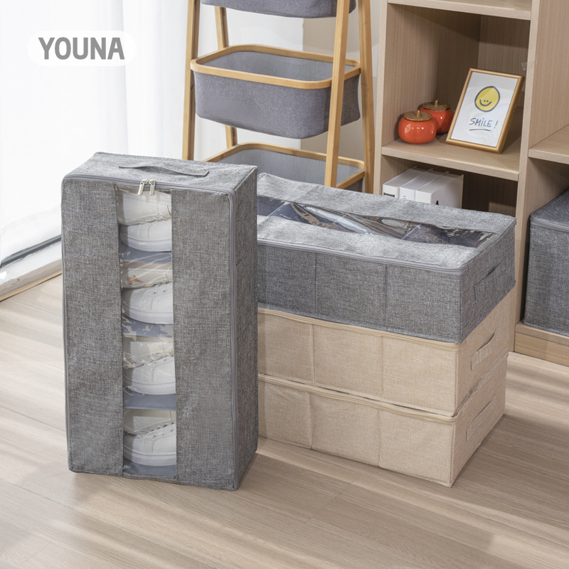 Cross-border detachable shoe box fabric bed bottom with cover folding storage box, transparent cover multi-compartment organizing box, storage wonder Application Scenario