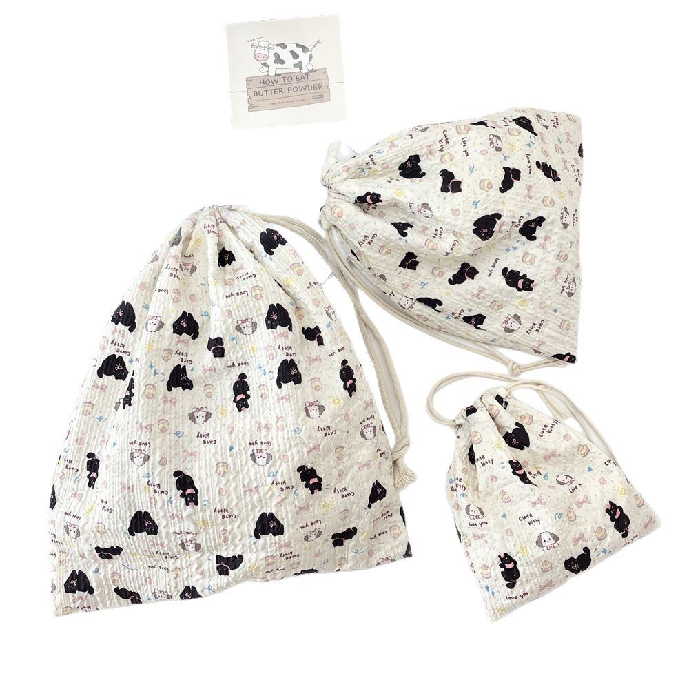 53314 [Copyright Version] Embossed cartoon drawstring bag Dust-proof portable organization cloth bag Drawstring cosmetics storage Item Picture