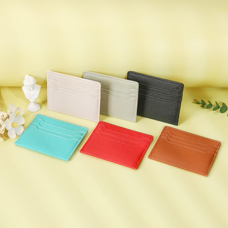 High appearance level, cross-border texture, ultra-thin card case, lychee pattern card holder, card slot, double-sided card position, small ID card for men and women Specification drawing