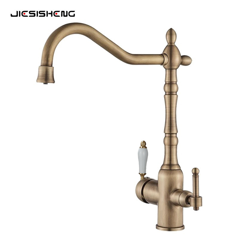 Cross-border French brass light luxury three-in-one pure water faucet, household sink, sink, cold and hot water faucet, splash-proof Item Picture