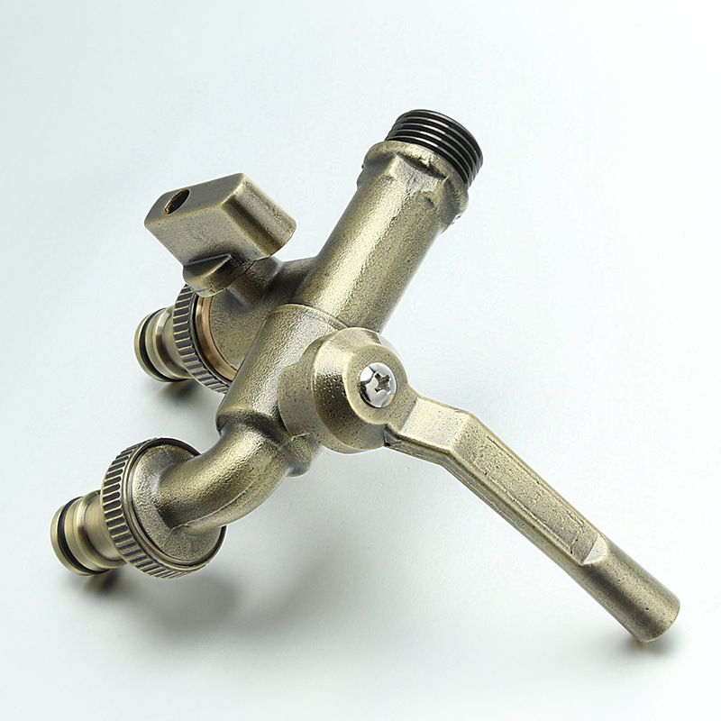 Cross-border exclusive antique copper faucet for washing machines, one in and two out, garden sink, balcony, anti-freezing, all-copper faucet Application Scenario