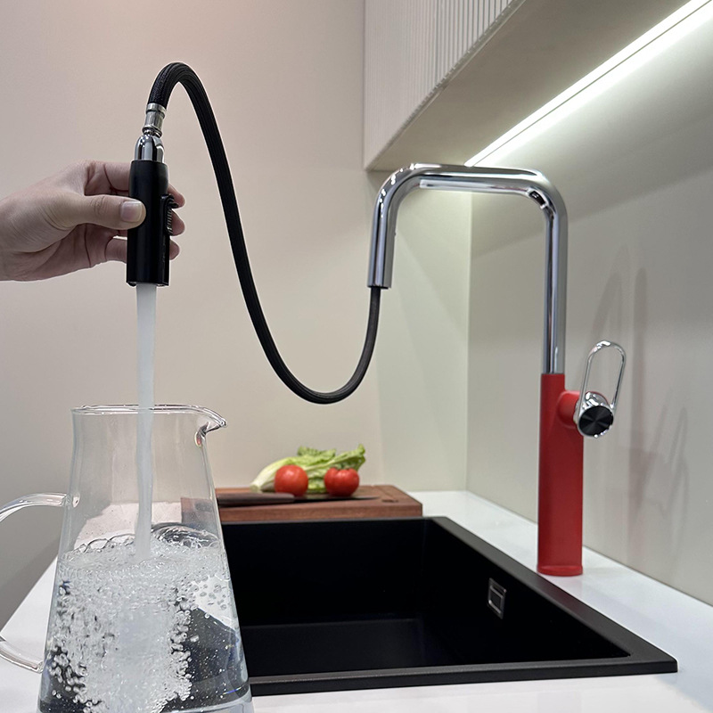 Innovative U-shaped pull-out zinc alloy faucet, cold and hot household sink faucet, kitchen pull-out faucet Application Scenario