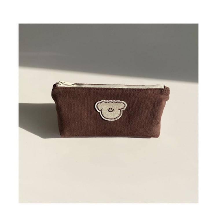 Cute cat and dog canvas pen case, dirt-resistant student pencil case, stationery bag, large-capacity stationery and makeup bag, storage bag Item Picture