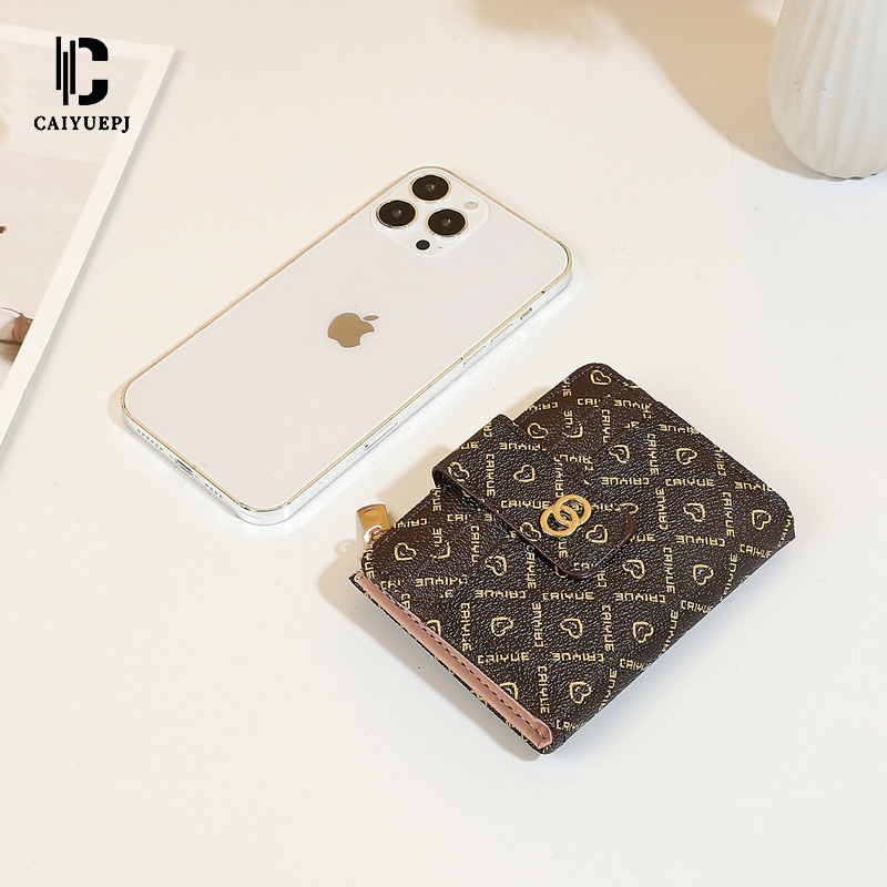 New short women's wallet with fashionable letter print card bag, simple and multi-slot coin purse, cross-border wallet full figure