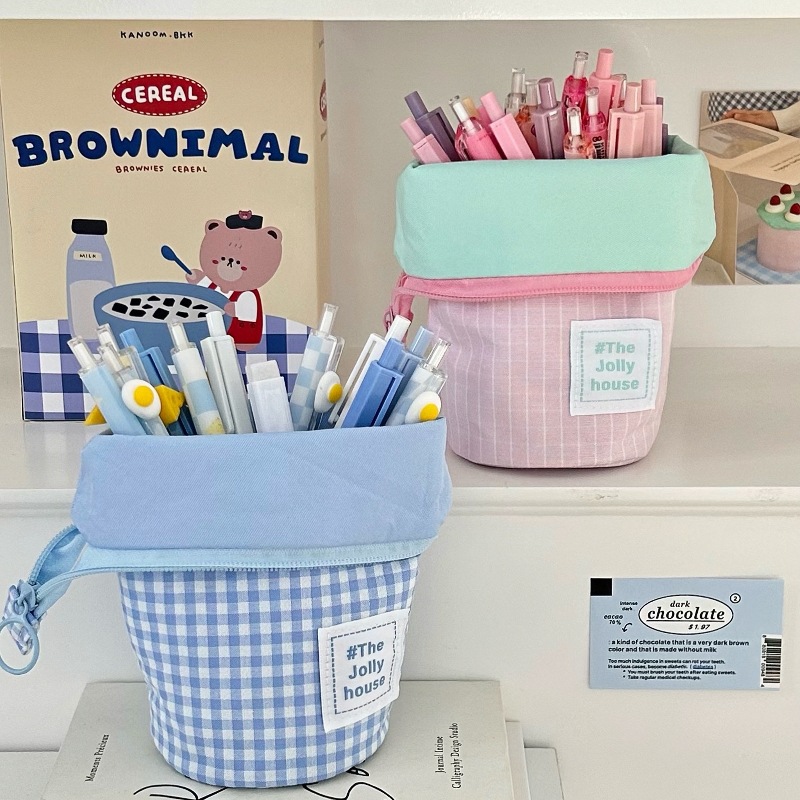 High-appearance-level pen holder and pen case, Japanese-style ins for boys and girls, high school students, large-capacity pencil case, standing stationery bag Item Picture