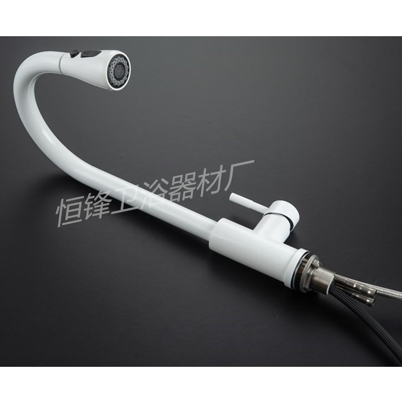 Quartz stone sink kitchen faucet, 304 stainless steel white lacquered faucet, kitchen cold and hot sliding faucet Application Scenario