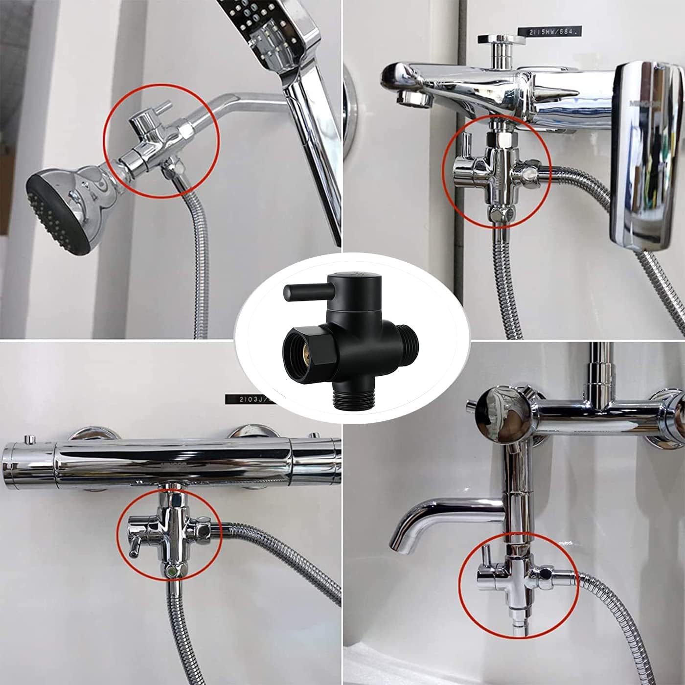 Cross-border TEMU, Amazon, shein best-selling quick-release showerhead, water divider, three-way accessories, showerhead, water stop valve, bathroom Specification drawing