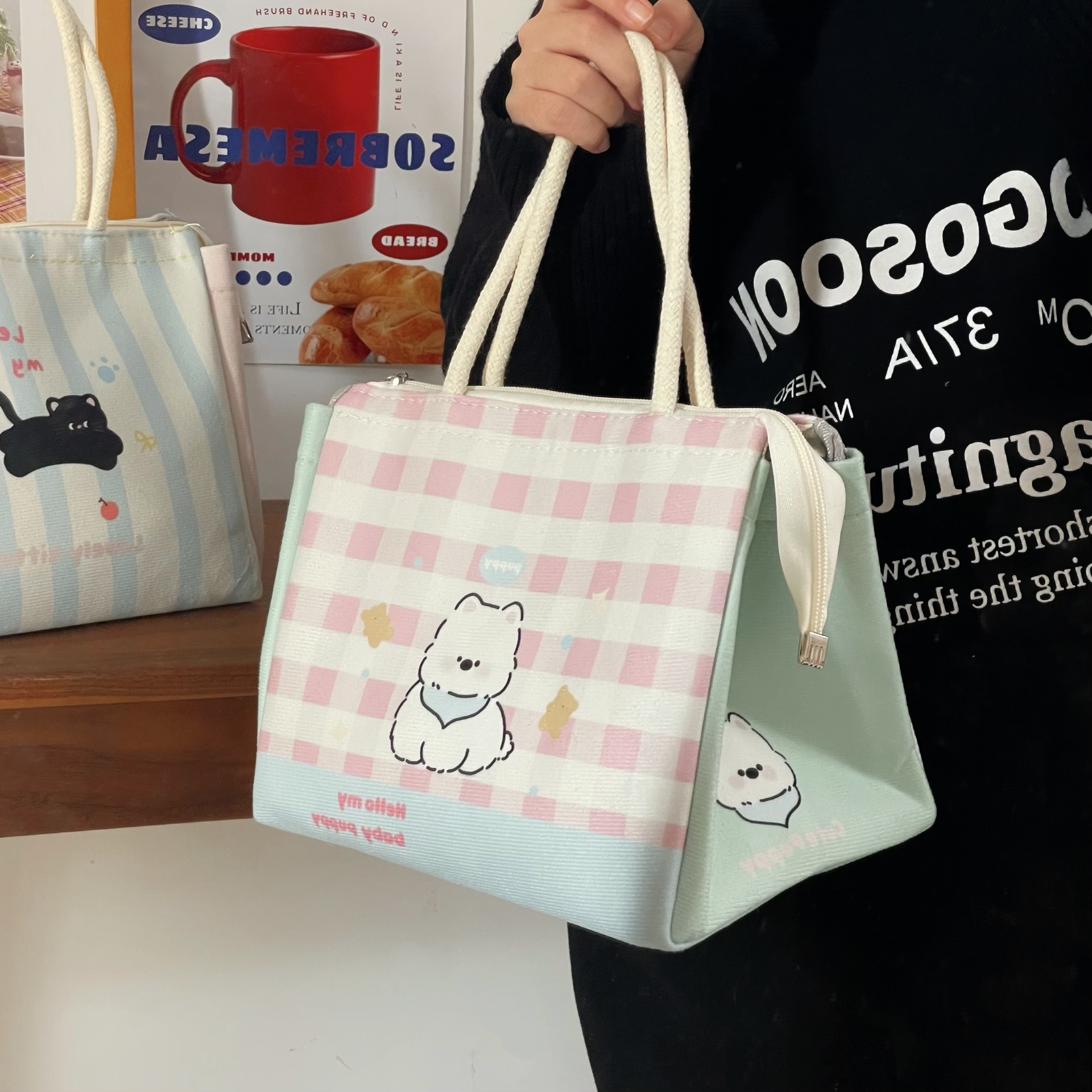 Cartoon cute and fun lunch box bag 2025 new style insulated bag for office workers and students to carry meals, cute and creative handbag Application Scenario