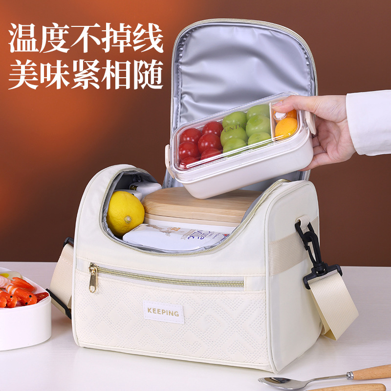 Cross-border new products: Geyun diagonal cross insulated bag, office worker insulated lunch box bag, portable insulated bag, Lunch box bag Specification drawing