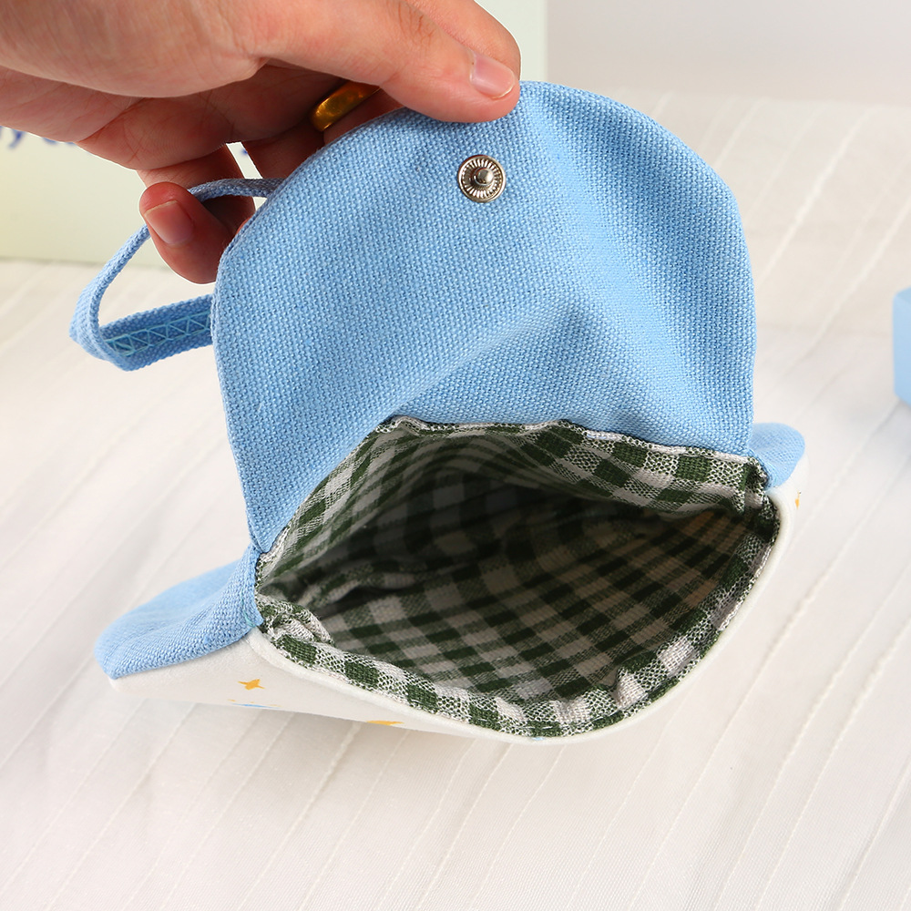 Sanitary napkin cotton storage bag, cute and large, portable, girlish, menstrual bag, fabric hand-held loose change small bag Specification drawing