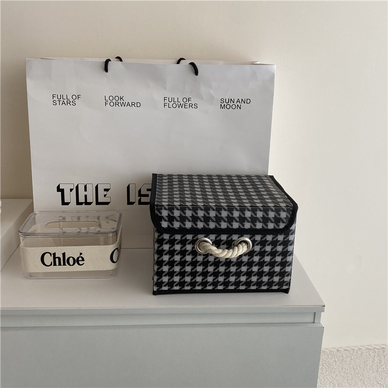 Simple and Ins-style thousand-bird grid dust-proof large-capacity storage box, desktop miscellaneous storage box, storage box, home storage Item Picture