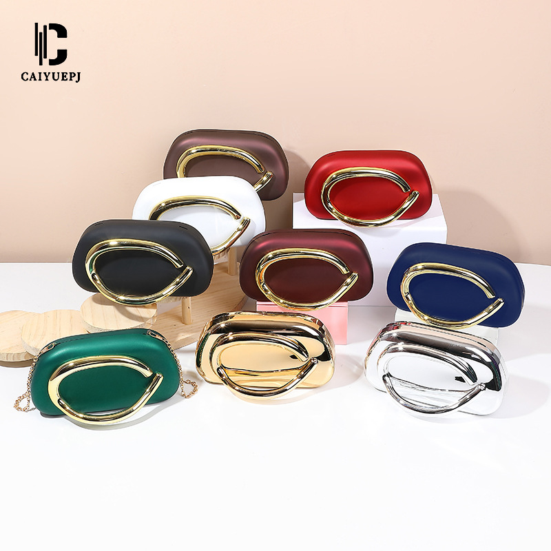 2025 New cross-border acrylic European and American trend dinner bag, retro metal single-shoulder crossbody bag, round box clutch Specification drawing