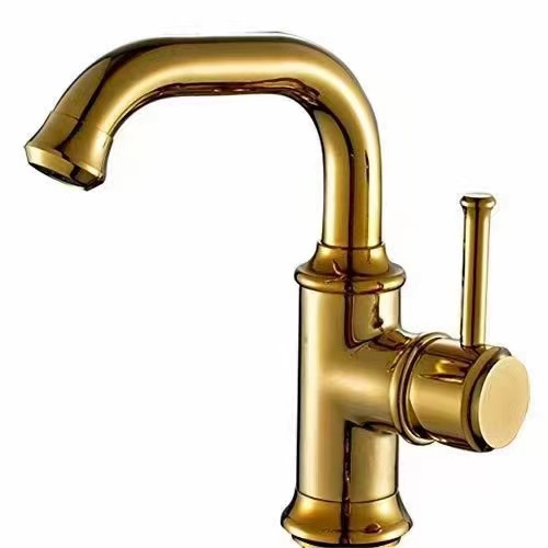 European-style retro countertop basin hot and cold water faucet, brass antique faucet, sitting single-hole washbasin mixed faucet Item Picture
