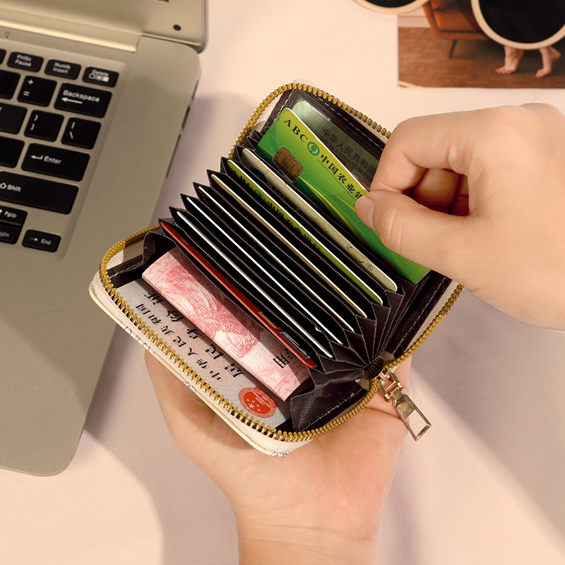 New cute card case for girls, small, multi-slot, large-capacity card case, student cartoon zipper card holder, wallet card holder Specification drawing