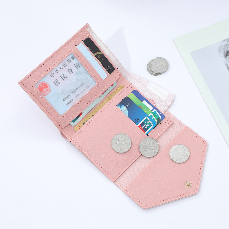 New style wallet, short and fashionable Korean hand-held bag for female junior high school students, solid color, versatile wallet wholesale, creative details Picture