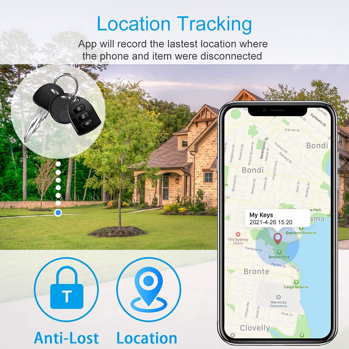 S8 Circular smart anti-loss finder, iFindU new private mold Key Wallet Tracker, Exit reminder details Picture