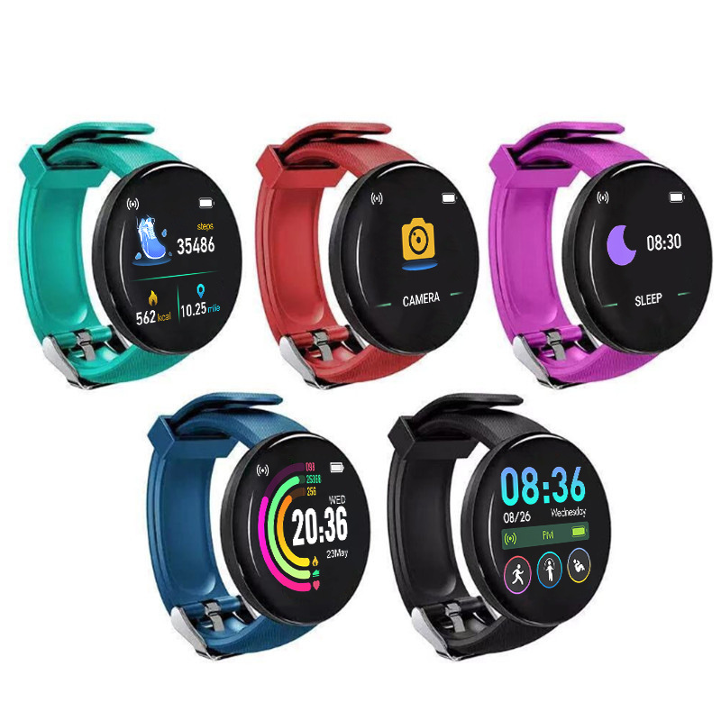 D18 smartwatch round screen step information reminder, heart rate and sleep monitoring cross-border bracelet D18S factory stock full figure