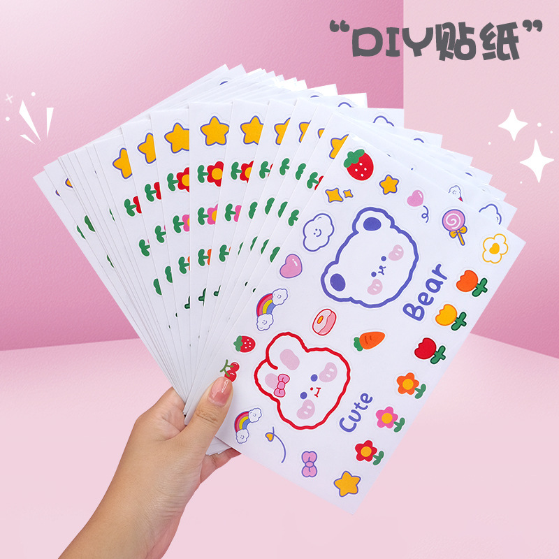 Wholesale of cartoon self-adhesive sticker labels, DIY diaries, waterproof suitcase stickers, stationery, and cute transparent stickers full figure