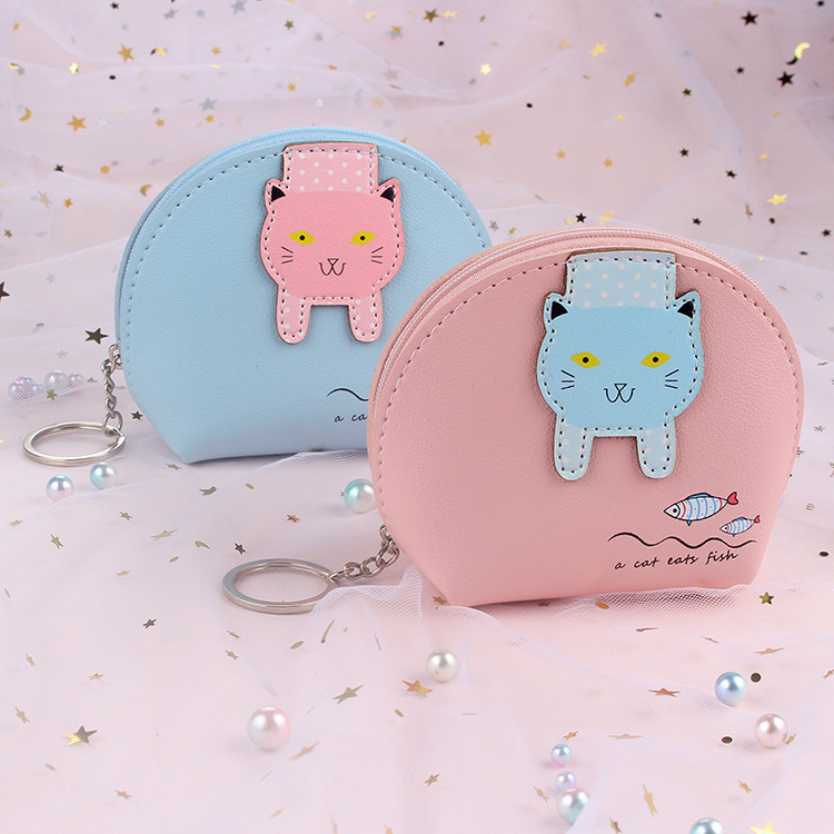 A mini multi-functional zipper card case and coin purse from Korean Instagram, featuring a simple and cute Japanese cartoon style full figure
