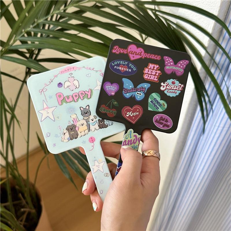Original cute cartoon small mirror, square handheld mirror, portable makeup mirror and touch-up mirror for student dormitories details Picture